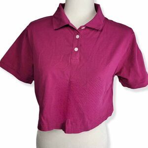 Wild Fable  Cropped Boxy Polo in Magenta  XS